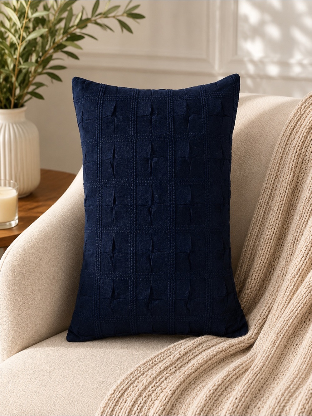Plush Navy Decorative Throw Pillow - Home Holiday